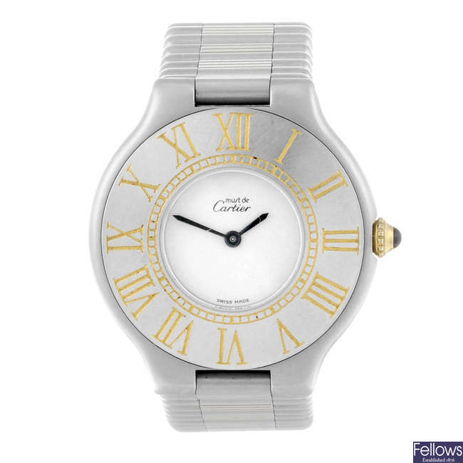 CARTIER - a stainless steel Must De Cartier 21 bracelet watch.