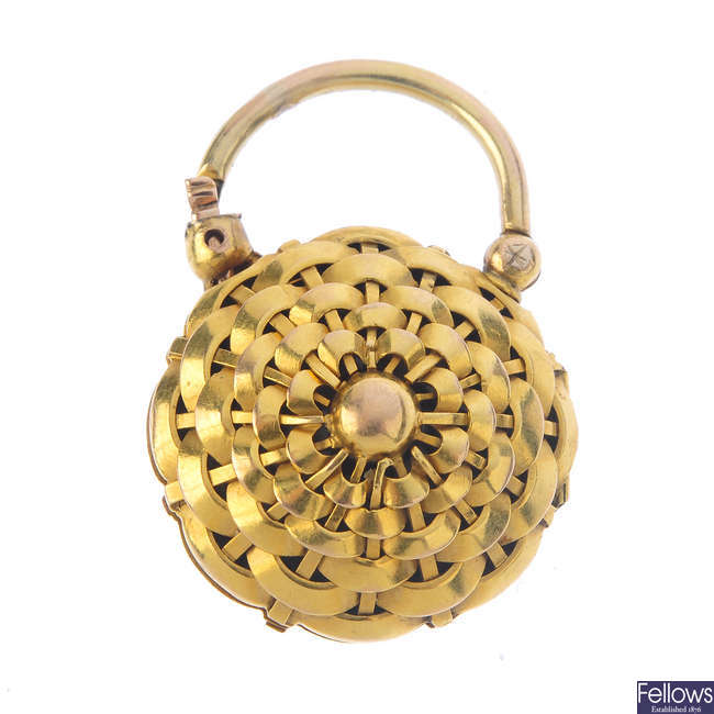A mid Victorian gold memorial padlock clasp.