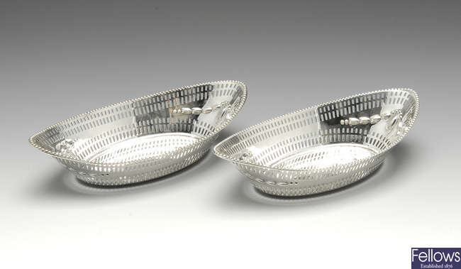 A pair of Scottish pierced silver dishes.