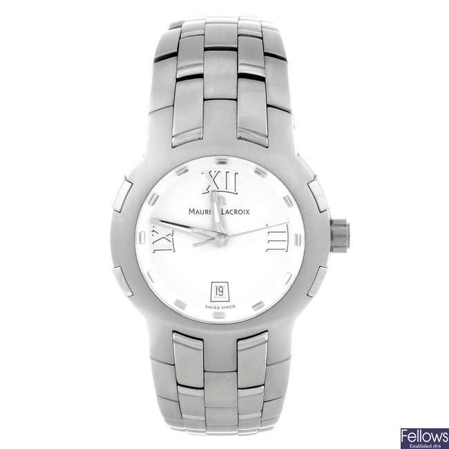 MAURICE LACROIX - a lady's stainless steel Milestone bracelet watch with a Klaus-Kobec bracelet watch.