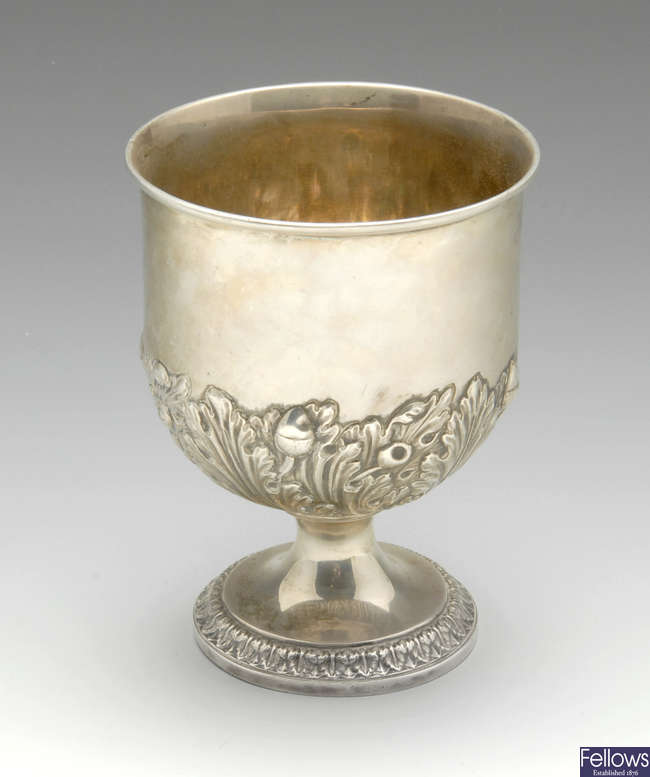 A George IV silver goblet.