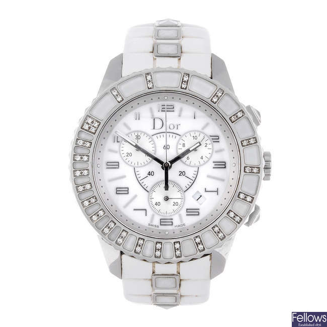 DIOR - a lady's stainless steel Christal chronograph wrist watch.