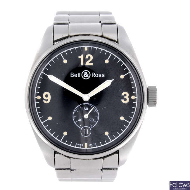 BELL & ROSS - a gentleman's stainless steel Vintage BR123 bracelet watch.