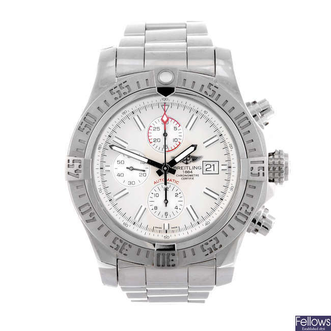 BREITLING - a gentleman's stainless steel Aeromarine Super Avenger II chronograph bracelet watch.