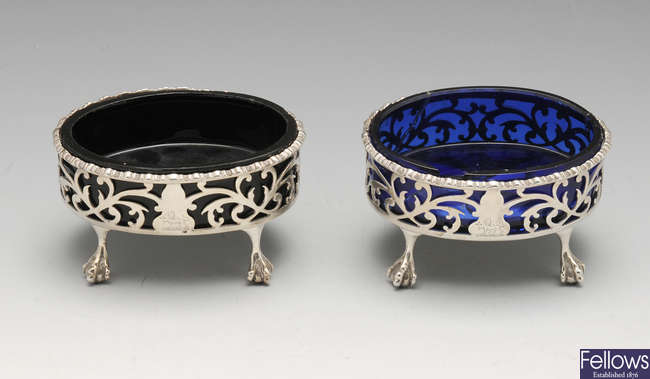 A pair of George III open salts by David Hennell I & Robert Hennell I.