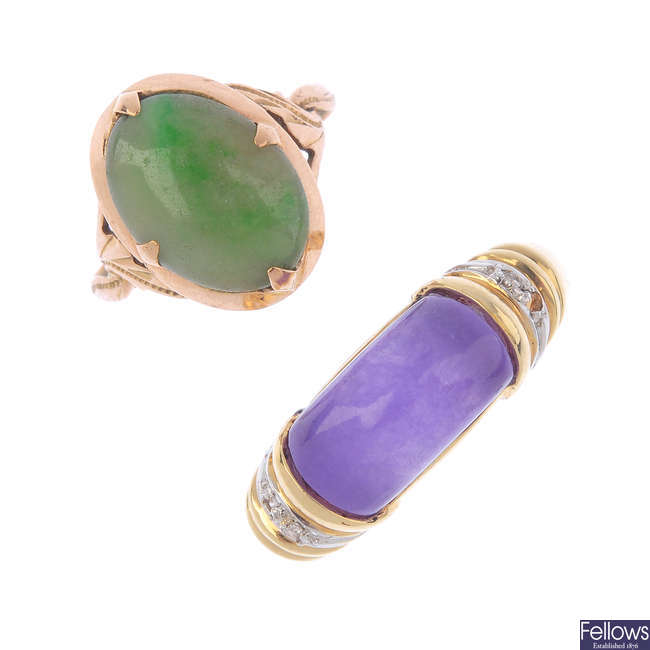 Two jade dress rings.