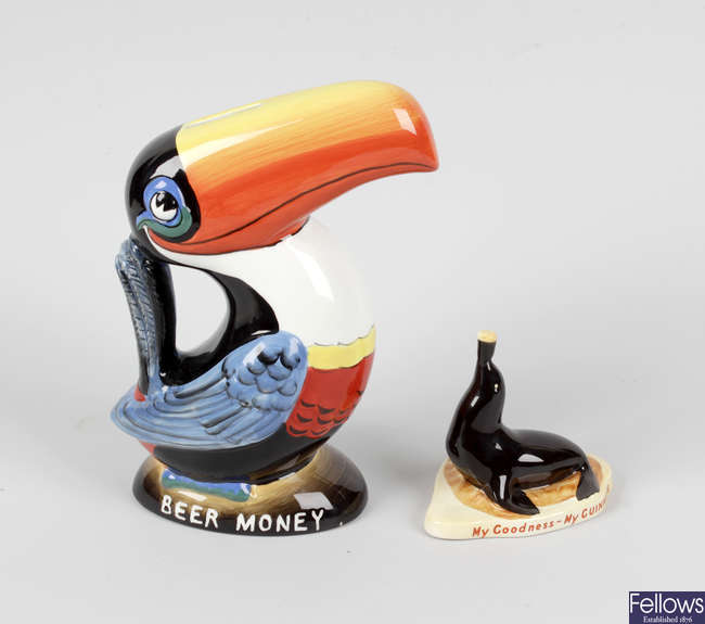 A Carltonware Guinness seal (red mark), plus Guinness heritage Toucan (2).