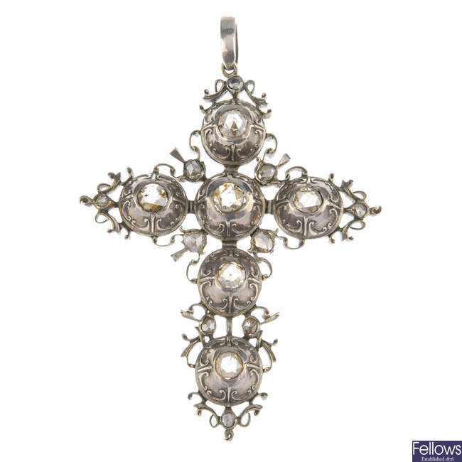 A 19th century silver and diamond pendant.