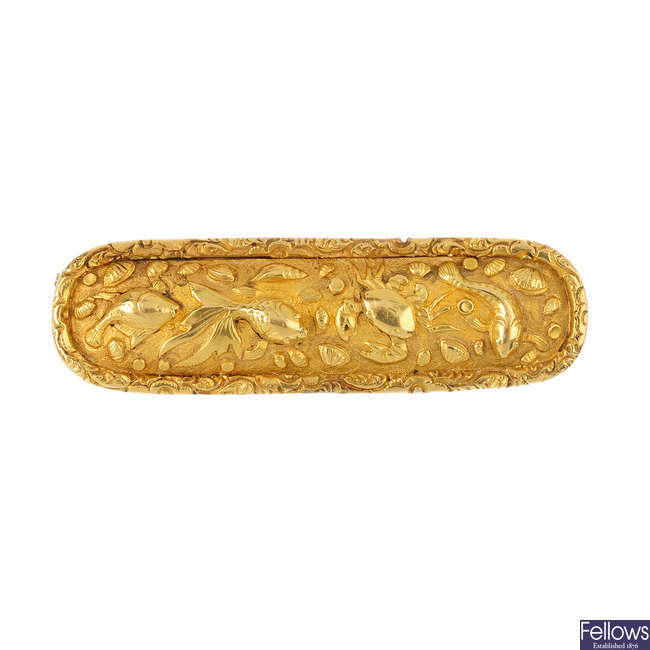 A late Victorian 18ct gold Chinese export brooch.