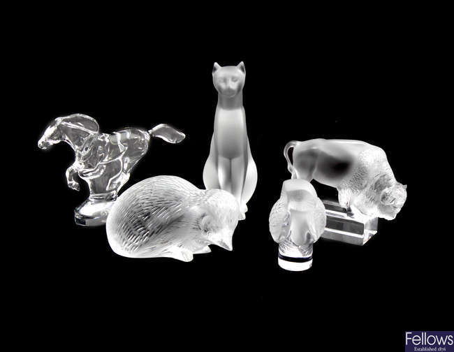 Three Lalique animal figurines