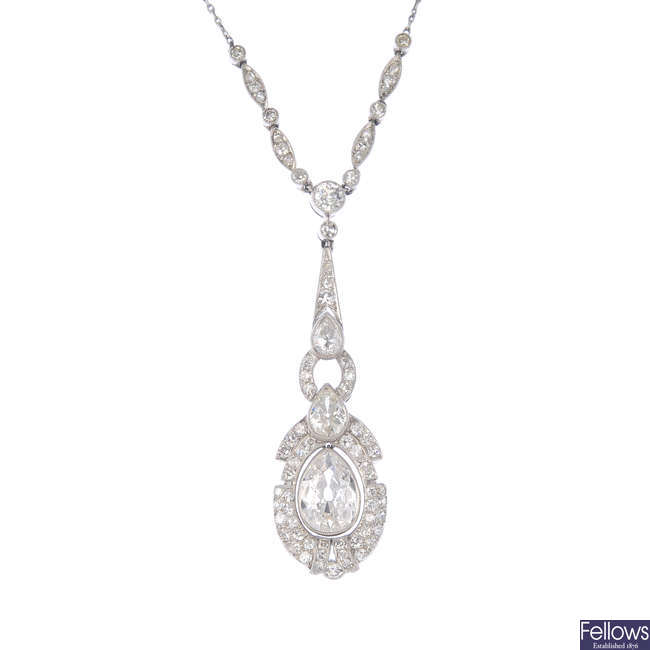 A 1930s Art Deco diamond necklace.