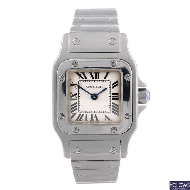 CARTIER - a stainless steel Santos bracelet watch.