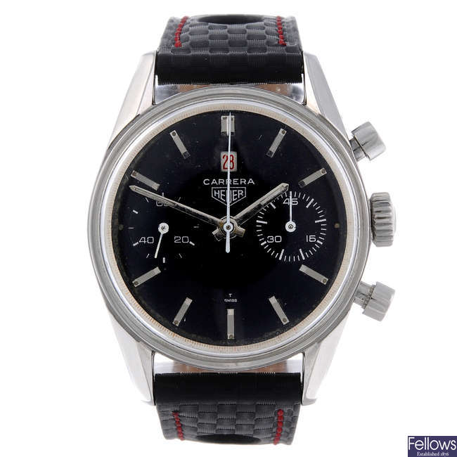 HEUER - a gentleman's stainless steel Carrera 45 Dato chronograph wrist watch.