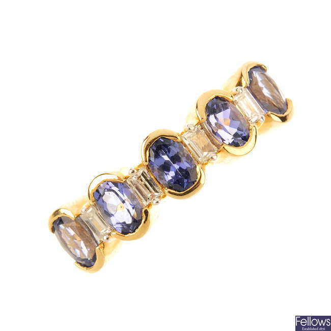 A 14ct gold tanzanite and diamond dress ring.