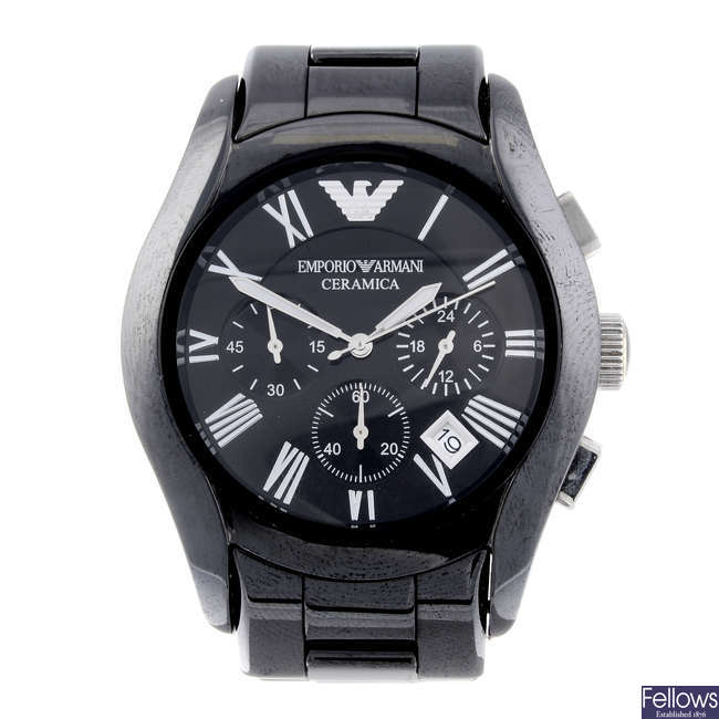 EMPORIO ARMANI - a gentleman's bi-material Ceramica chronograph bracelet watch.