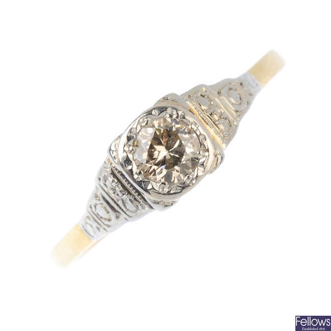 A mid 20th century diamond single-stone ring.
