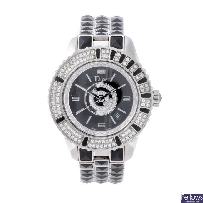 DIOR - a lady's stainless steel Christal bracelet watch.