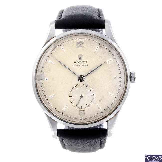 ROLEX - a gentleman's stainless steel Precision wrist watch.
