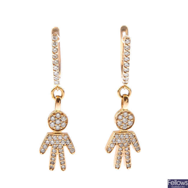 A pair of diamond novelty earrings.