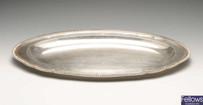 A George III silver meat dish by Paul Storr.