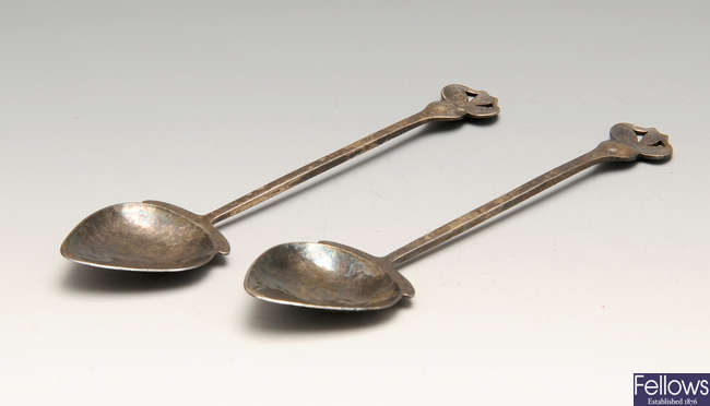 A pair of Art Nouveau silver spoons.