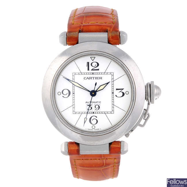 CARTIER - a stainless steel Pasha wrist watch.
