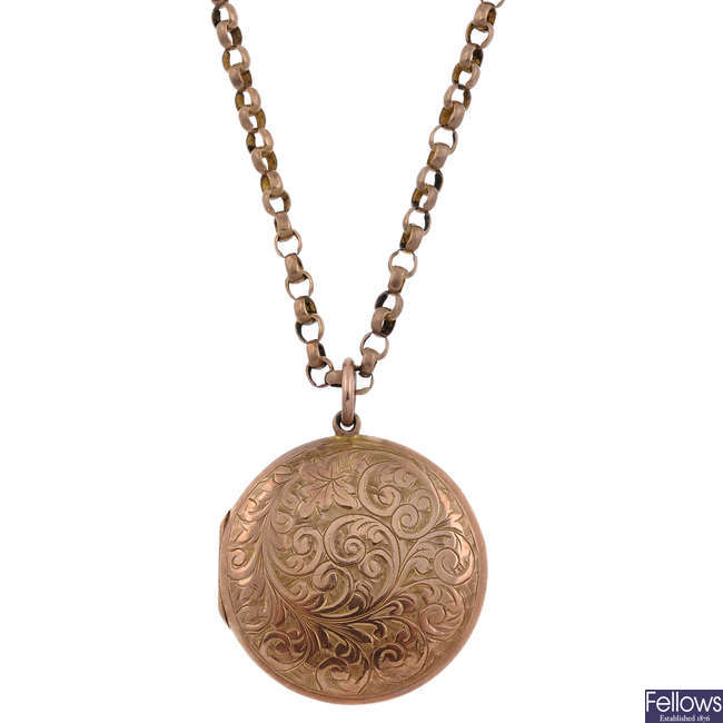An early 20th century 9ct gold locket and chain.