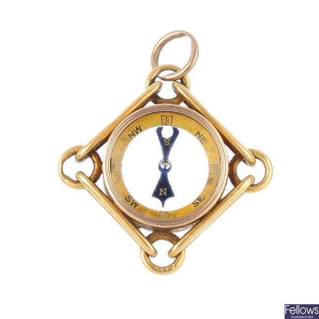 A late Victorian 18ct gold compass pendant.