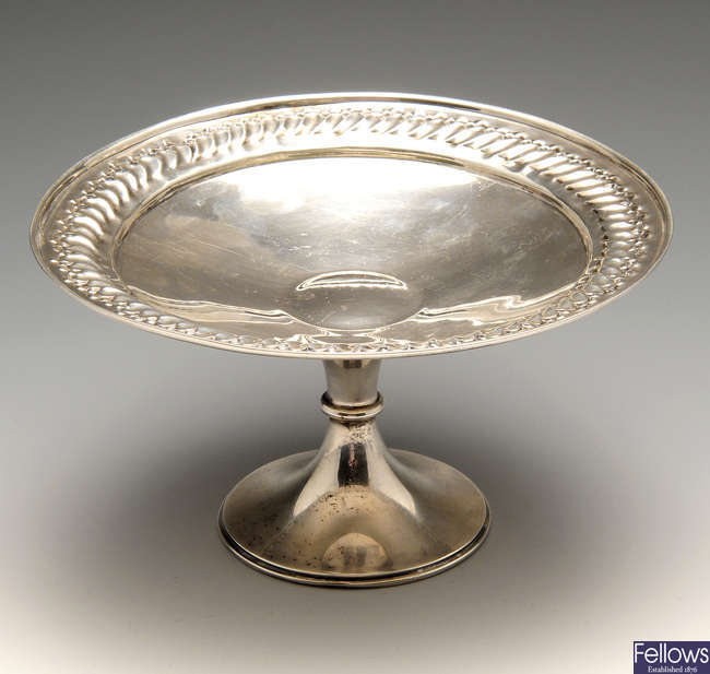 A 1930's silver pedestal dish.