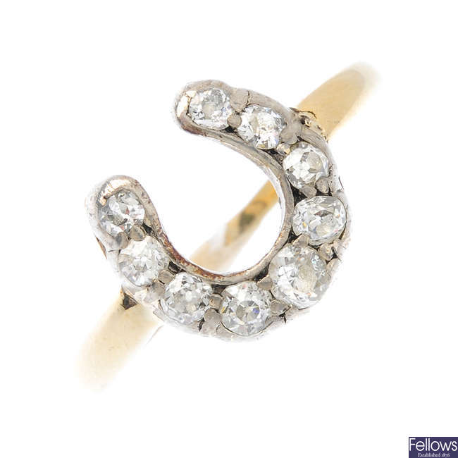 A Victorian 15ct gold diamond dress ring.
