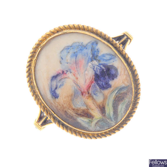 A composite 19th century gold painted floral ring.