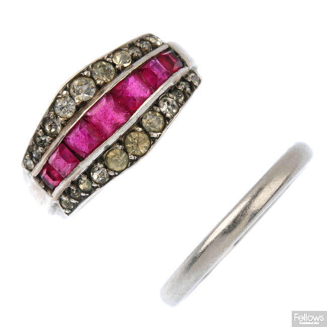 A paste dress ring and a band ring.