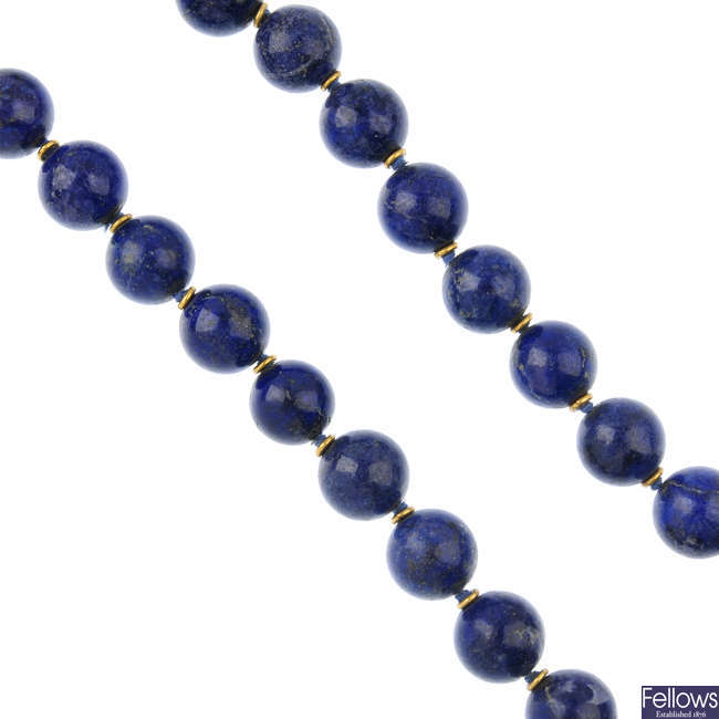 A lapis lazuli single-strand necklace.