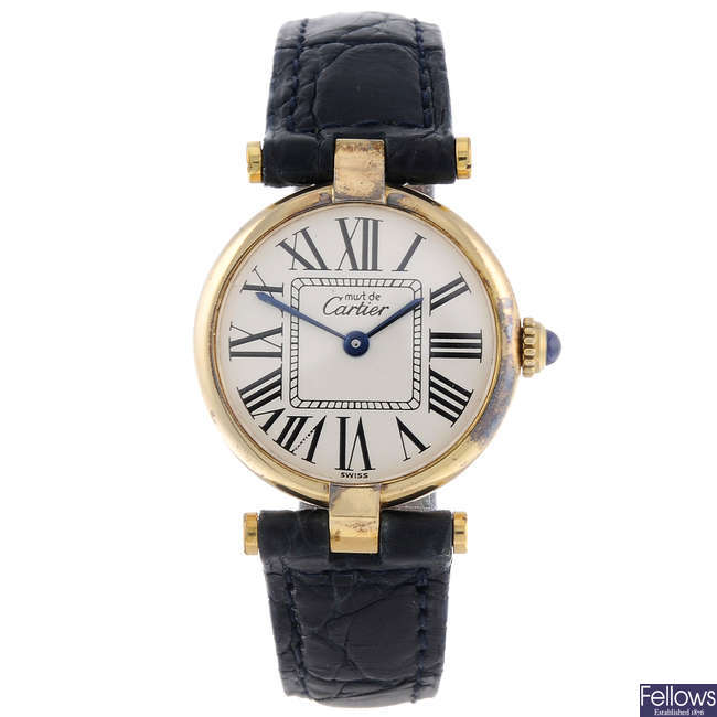 CARTIER - a gold plated silver Must de Cartier Vendome wrist watch.