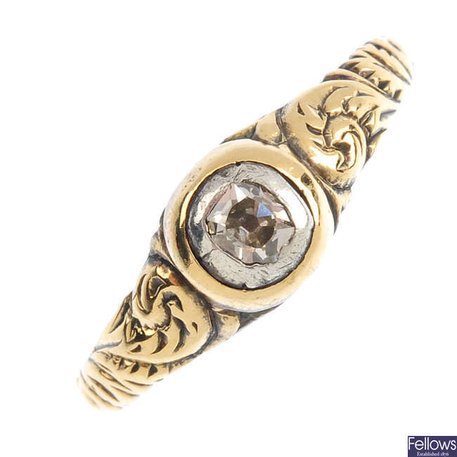 A late Georgian gold diamond single-stone ring.