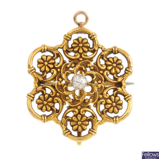 An American late Victorian diamond pendant.