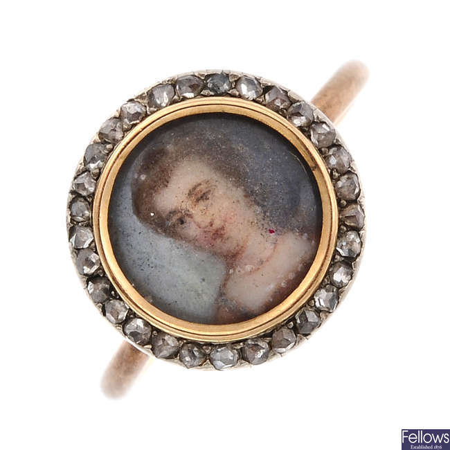 An early Georgian rose-cut diamond portrait ring.
