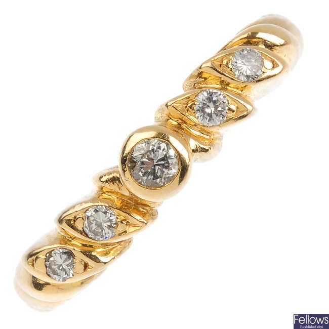 A 14ct gold diamond five-stone ring.