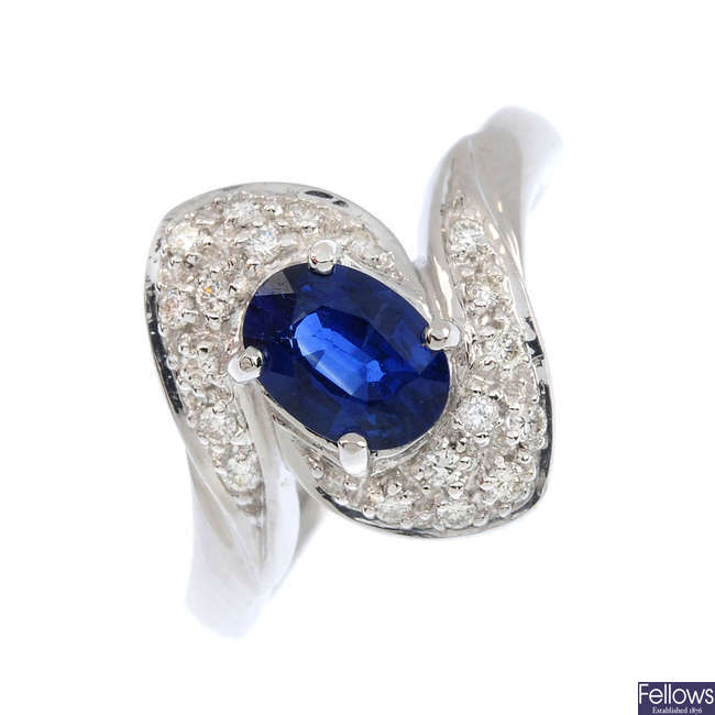 An 18ct gold sapphire and diamond ring. 