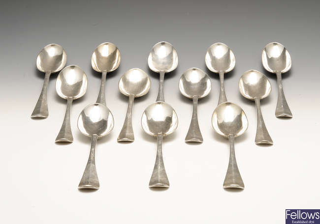 A set of twelve late 18th century Dutch silver table spoons.