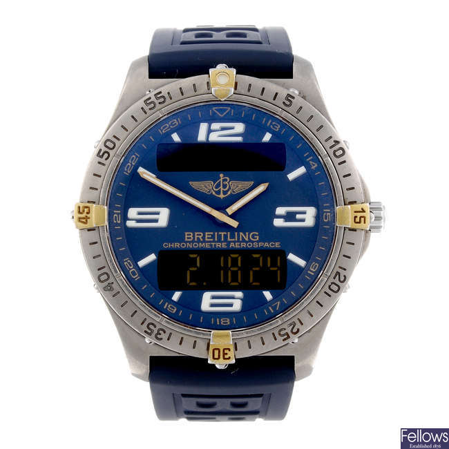 BREITLING - a gentleman's titanium Aerospace chronograph wrist watch.