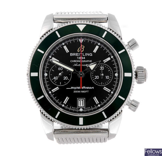 BREITLING - a gentleman's stainless steel Superocean Heritage 44 chronograph bracelet watch.