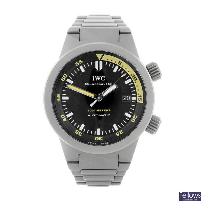 IWC - a gentleman's titanium Aquatimer bracelet watch.