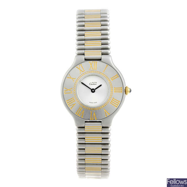 CARTIER - a bi-colour Must De Cartier 21 bracelet watch.