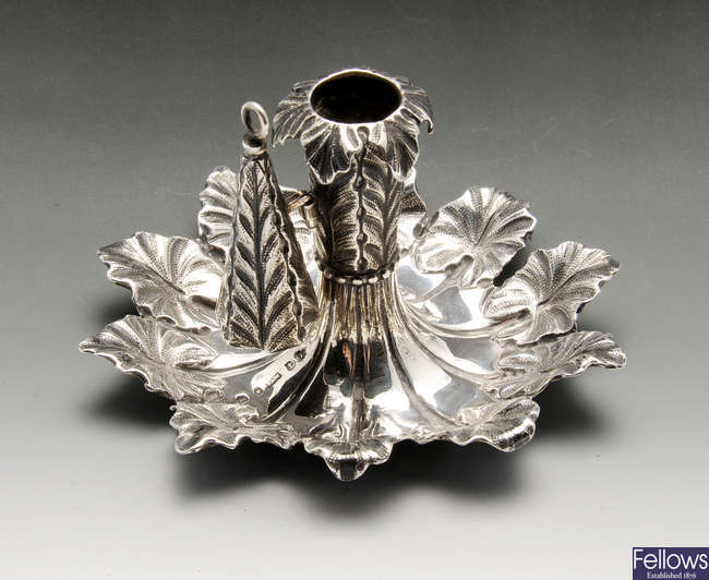 An early Victorian silver chamberstick.