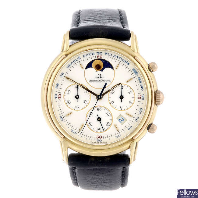 JAEGER-LECOULTRE - a gentleman's 18ct yellow gold Odysseus chronograph wrist watch.