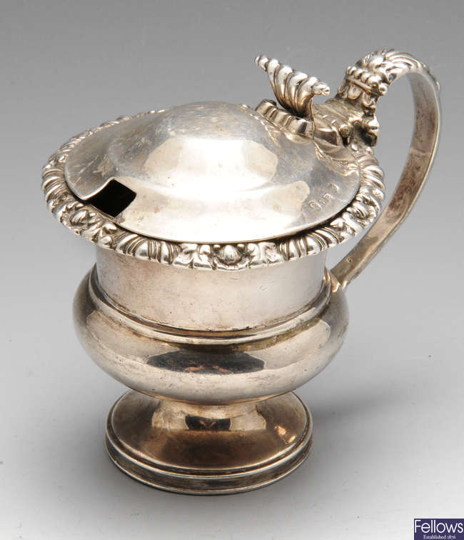 A George IV silver mustard pot by Matthew Boulton.