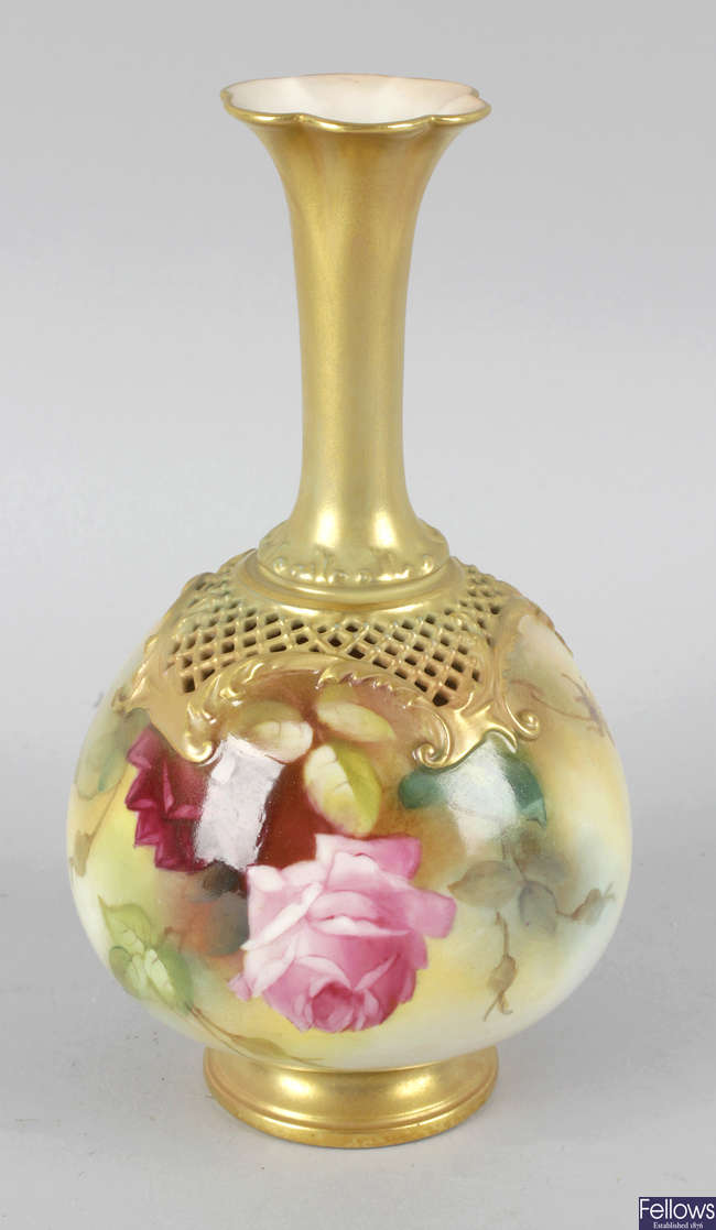 A Royal Worcester bone china vase.