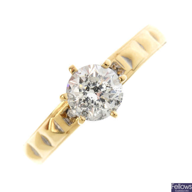 A 9ct gold diamond single-stone ring.