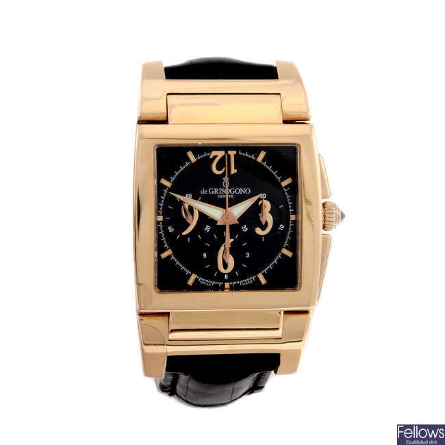 DE GRISOGONO - a gentleman's 18ct rose gold Instrumento Uno chronograph wrist watch.